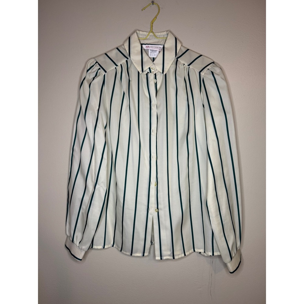 Vintage Lady Arrow Blouse‎ Striped Button Front USA Size 10